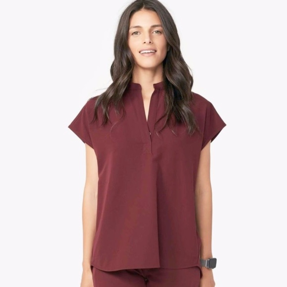 FIGS Burgundy Rafaela Top - XS